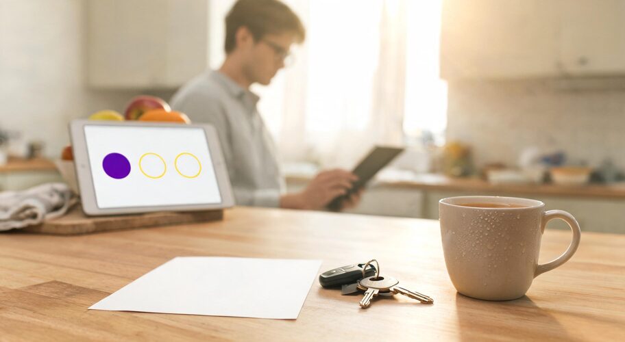 A printed quote sits on a kitchen bench beside car keys and a cold cup of tea, showing how agentic workflow examples can help prepare customer quotes before the day begins.